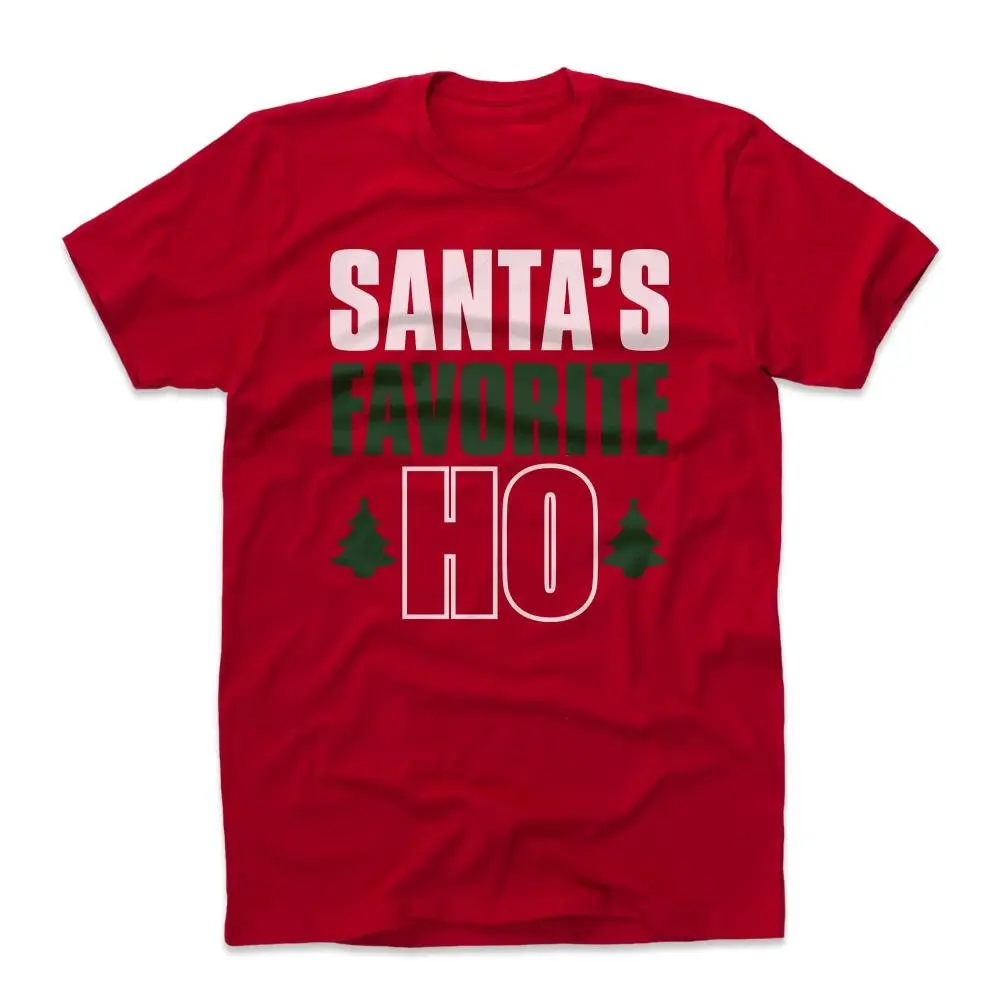 

Funny Christmas Men's Cotton T Shirt Santa Seasonal Santa's Favorite Ho WHT