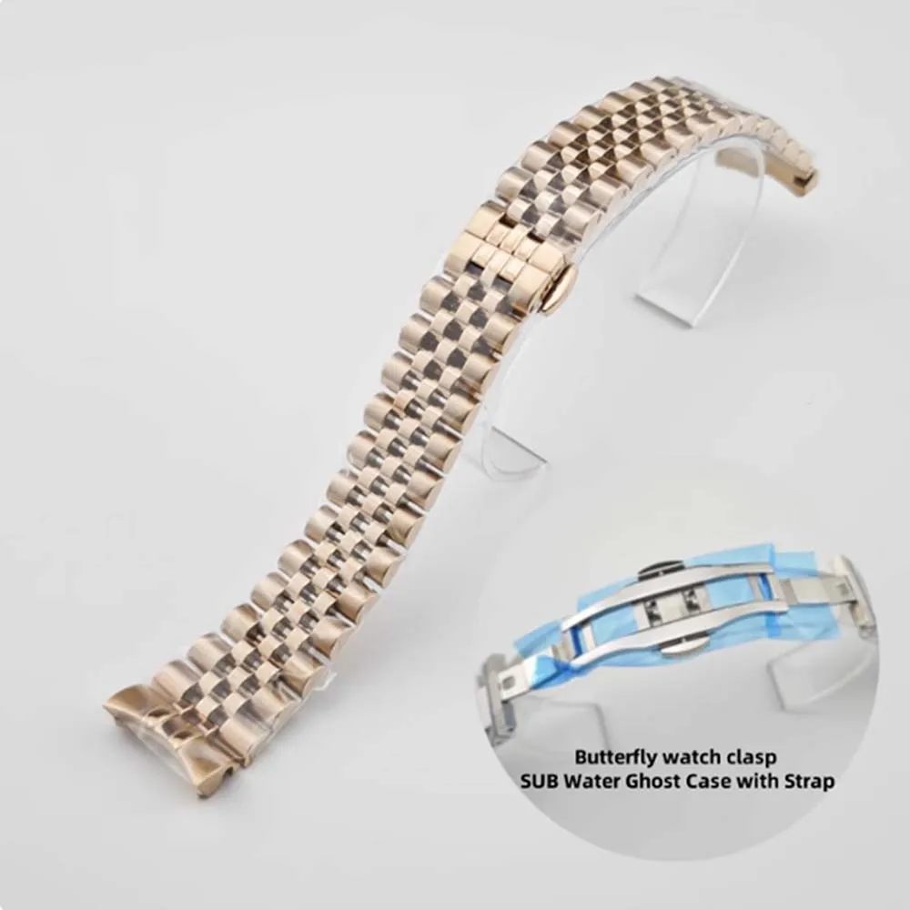 استبدال الفولاذ المقاوم للصدأ حزام فراشة المشبك 20 مللي متر حزام الساعات انفصال ربط سوار ساعة DIY جزء #4