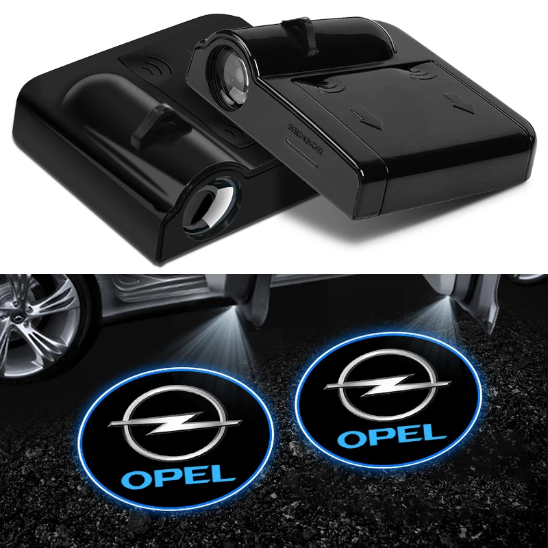 Projetor universal de porta de carro led, 2/4 peças, luzes de boas-vindas de alta definição para opel insignia astra antara meriva zafira h g corsa