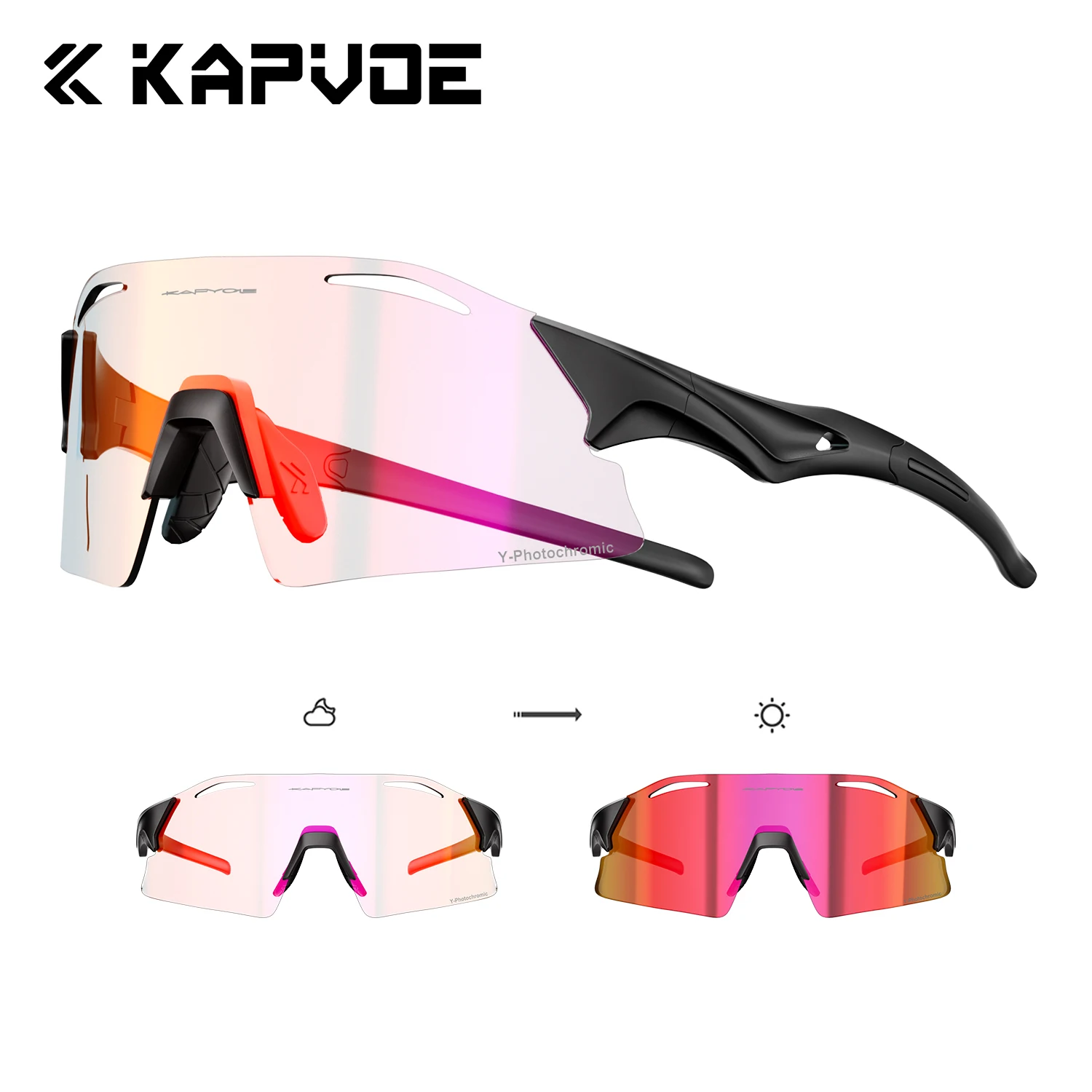 Kapvoe UV400 Modische Sonnenbrille für Herren, MTB-Fahrradbrille, Fahrradbrille für Damen, Outdoor-Sportbrille, Nachtfahrbrille für Rennen