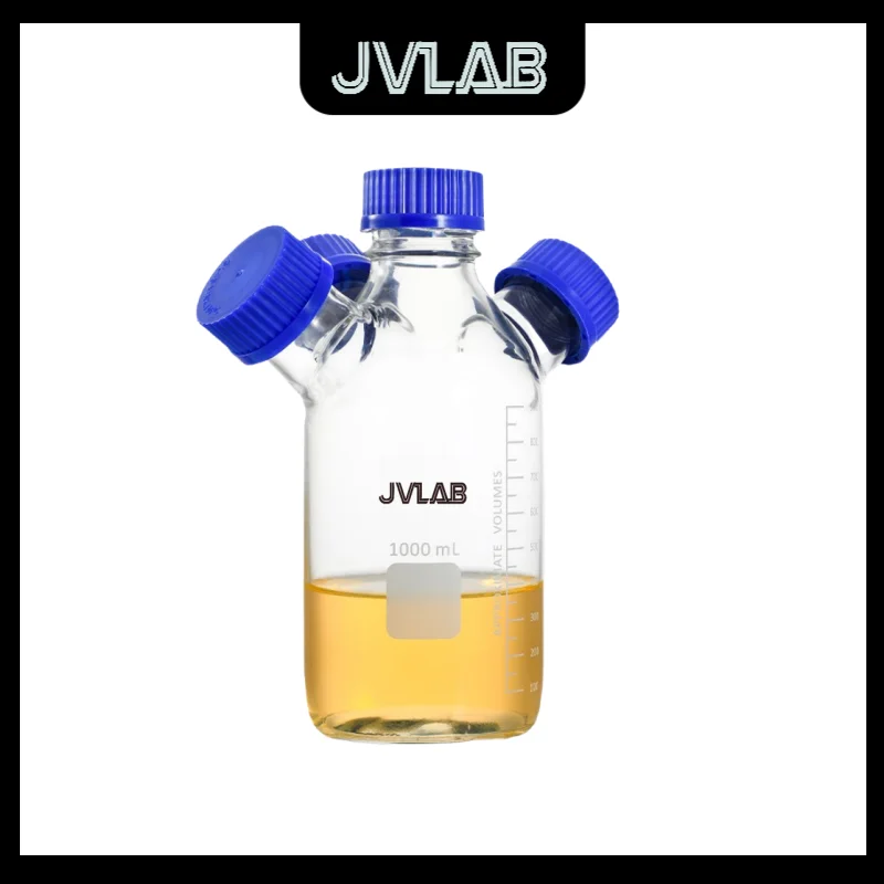 

HPLC Solvent Bottle Threaded Cap Transparent Glass Mobile Phase Storage Bottle Liquid Chromatography Solvent Boro3.3 JVLAB