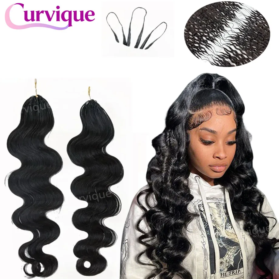

Invisible Knot Crochet Human Hair Body Wave Brazilian Lightweight Hair Crochet Hair Extensions Knotless Pre-Separated Feather