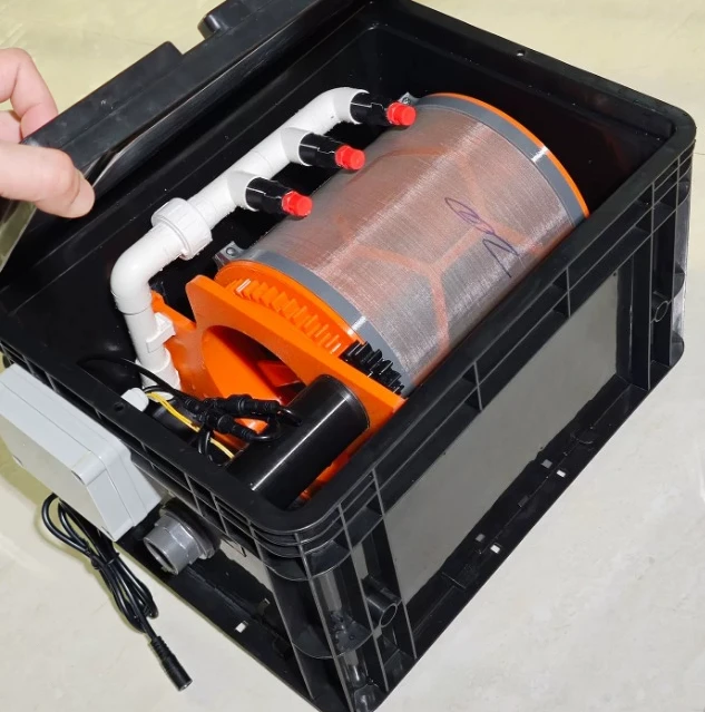 10,000L/H Drum Microfilter - 40x30cm Compact Rotating Drum Filter with Built-in High-Pressure Auto-Rinse & Silent Operation