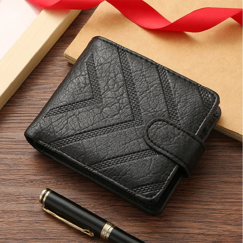 

Men's wallets Leather Bifold Black Classic Business Large Capacity Credit Card Holder Wallet with Coin Pocket ID Windows Purse