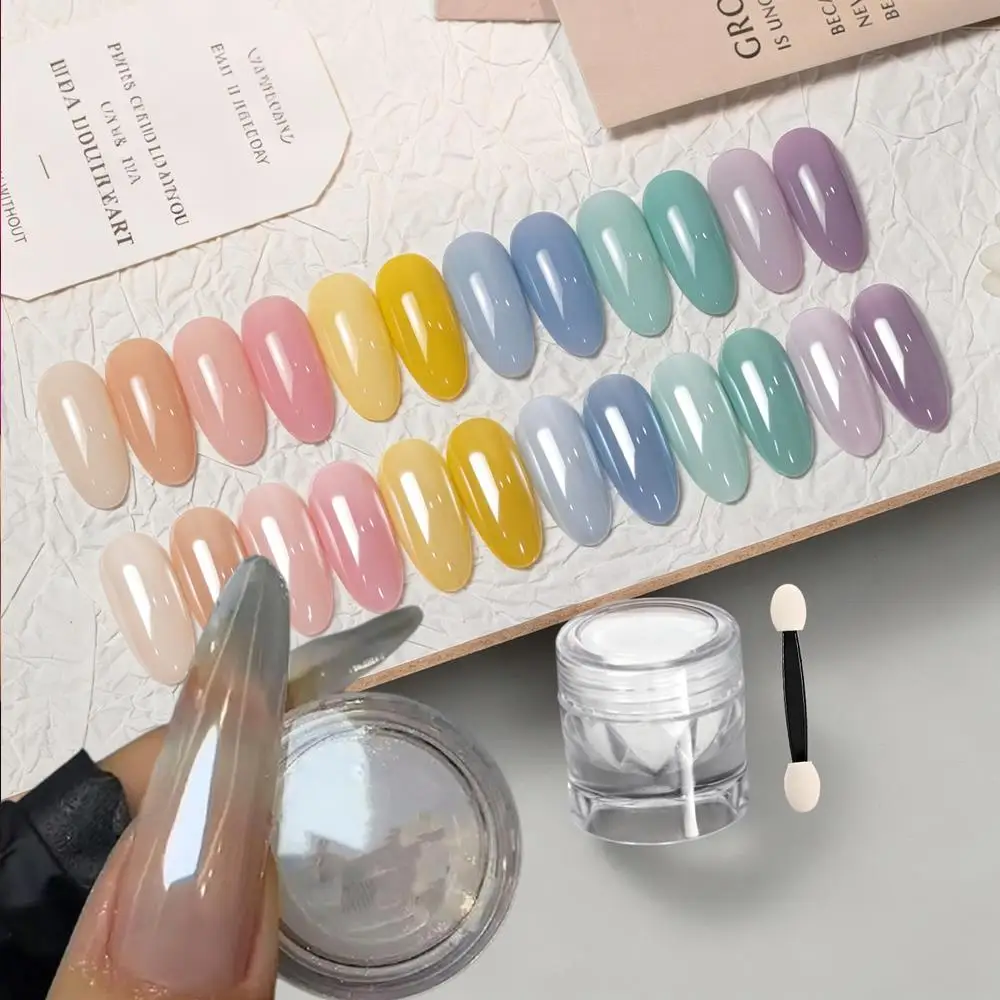 1Box(0.1g) Moonlight Mirror Nail Powder High Ice Transparency Chrome Pigment Dust Shimmer Pearl White Manicure Rubbing Powders 1