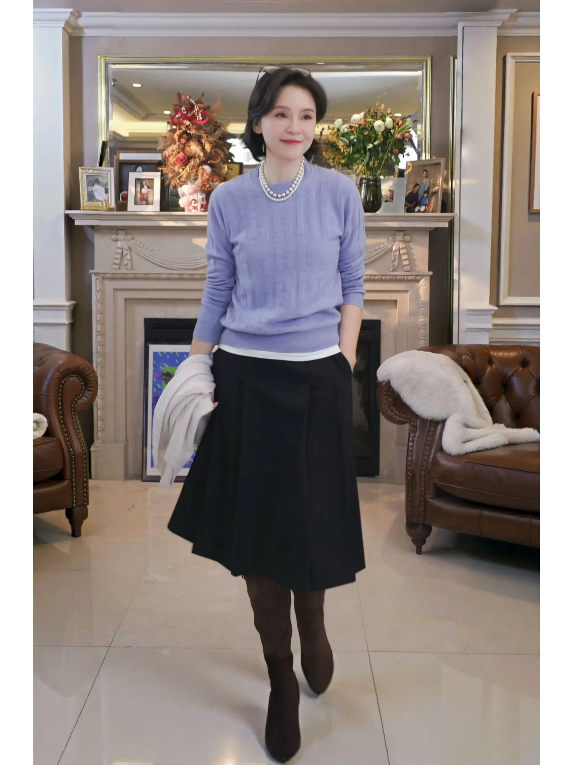 

Женский свитер Homesknit из камвольной шерсти, свободного кроя, с длинными рукавами и круглым вырезом, в традиционном стиле, осенняя мода