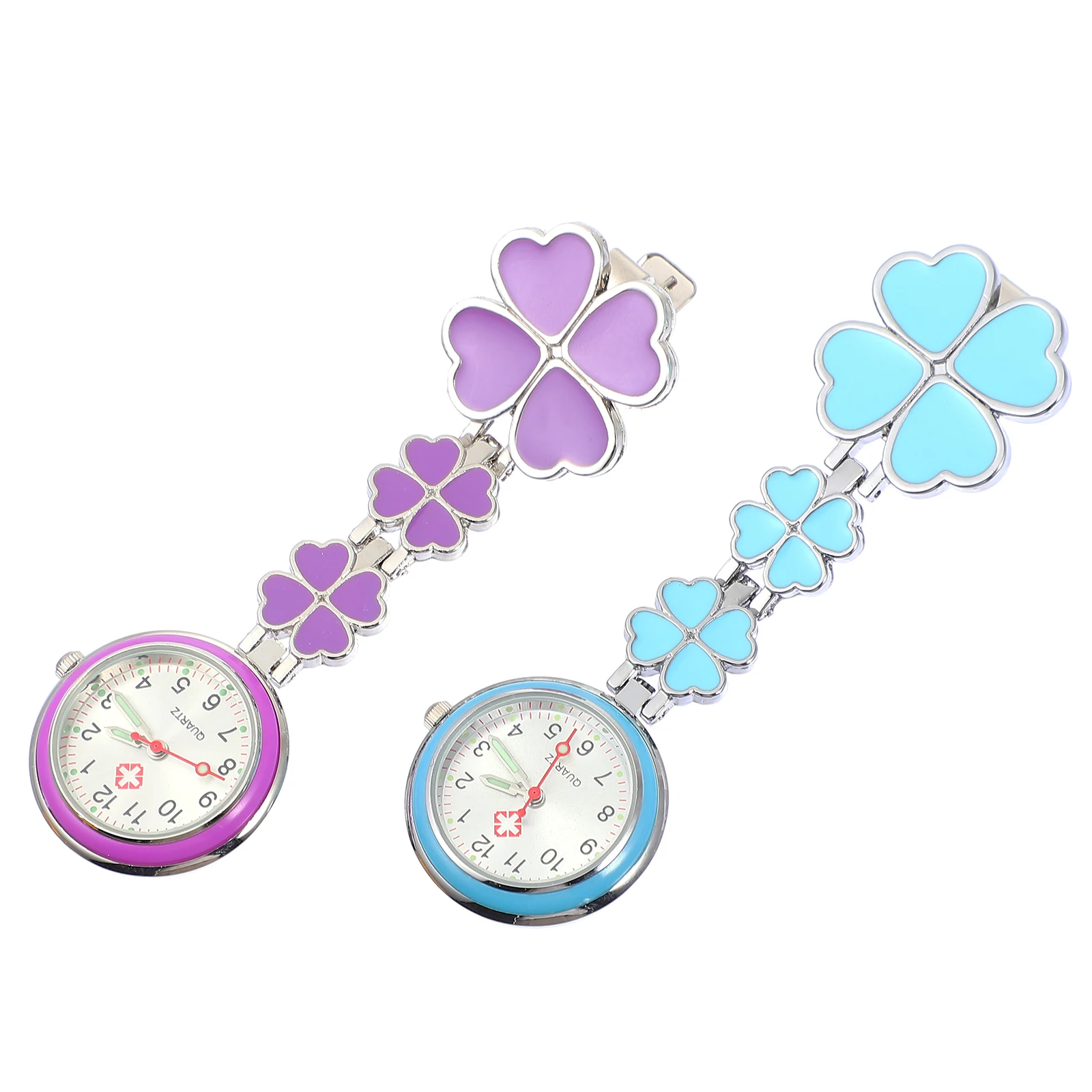 

2 Pcs Stainless Steel Quartz Watch Nurse Gift Nursing Watches for Women Chest Pocket Alloy Clip Type Hanging Women's Nurses