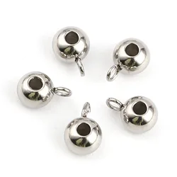 20PCs Stainless Steel Beads Bails Spacer Beads Pendants For Jewelry Making Diy Necklace Silver Color Bails Beads 6mm Dia.