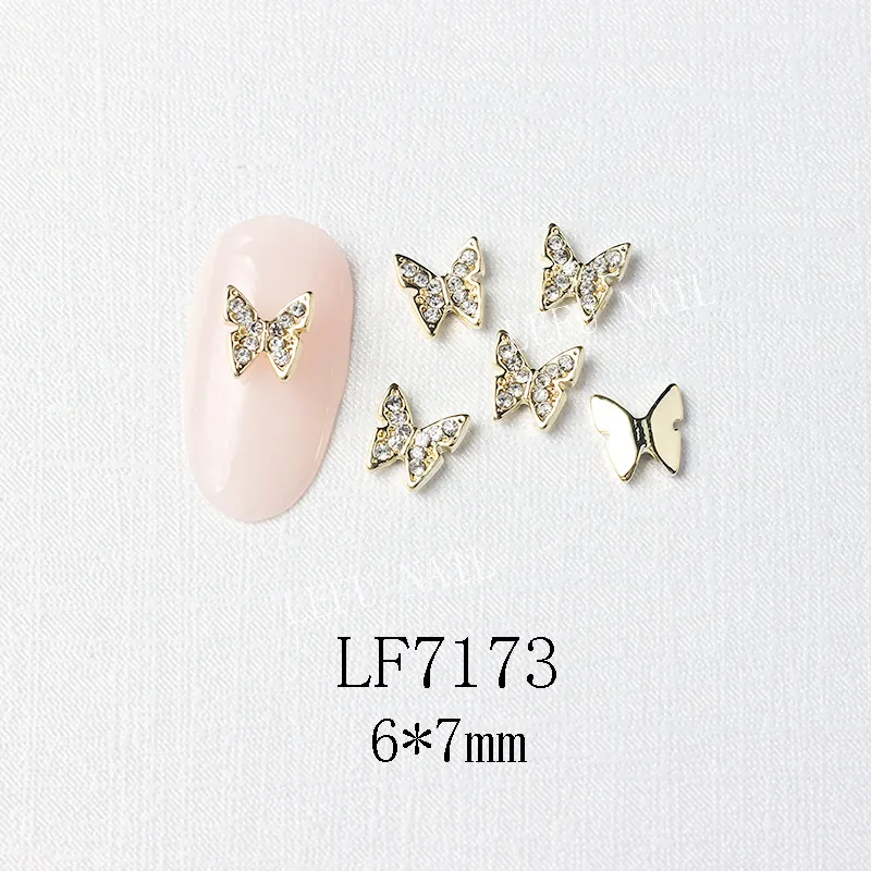 10Pcs Gold/Silber Multi-Designs Nail art Schmuck Charms Weiß/AB Kristall Strass 3D Schmetterling Geformt legierung Nagel Zubehör – Detail 14