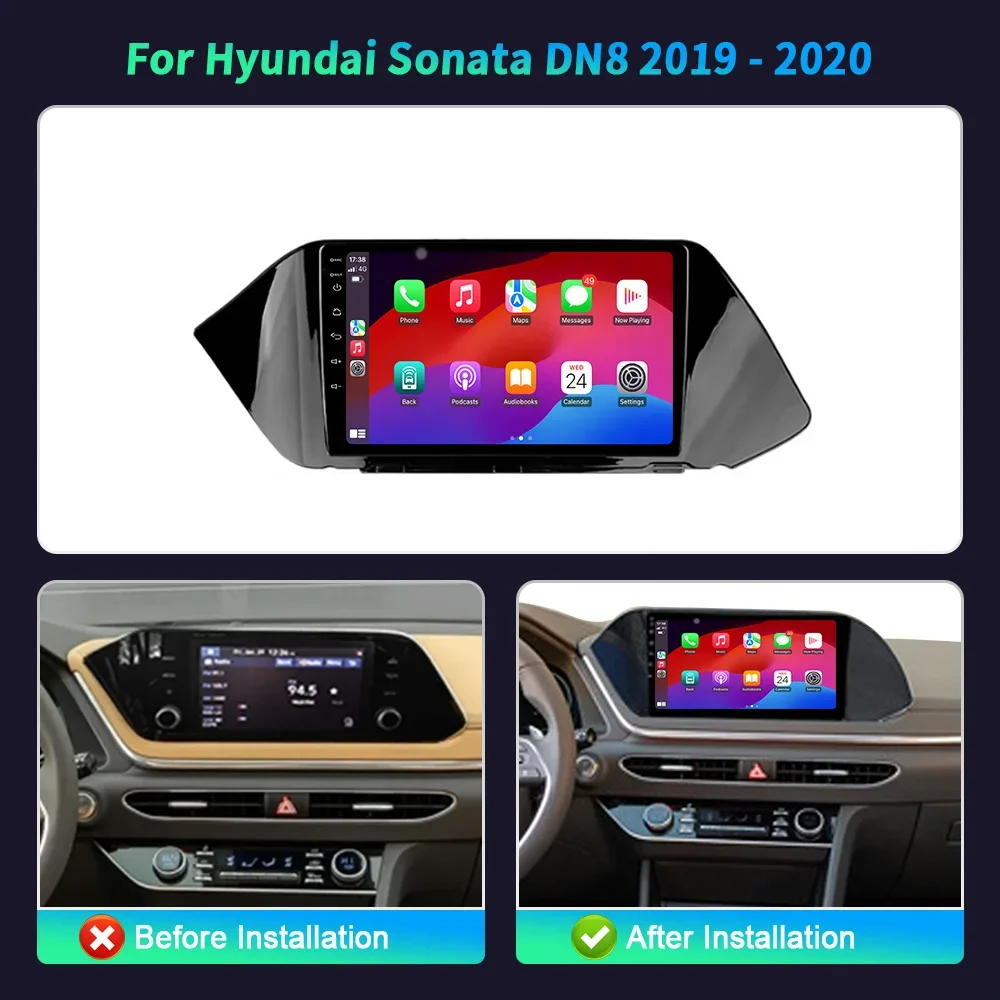 Car Radio Multimedia Android 14 For Hyundai Sonata DN8 2019-2020 GPS Wireless Bluetooth Carplay Navigation Touch Screen Stereo