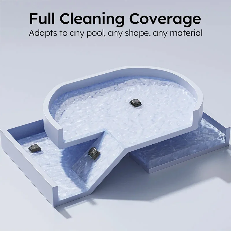 Wireless Robot Swimming Rool Cleaner C2 Wash Waterline Wall Floor  Dual-layer Filtration Running Time 180mins App Control