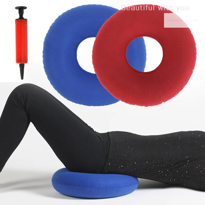 Bantalan Kursi Wasir Medis Penopang Pinggul 35Cm Bantal Donat Penghilang Rasa Sakit Tulang Ekor Bantalan Kursi Donat Anti Luka Baring dengan Pompa