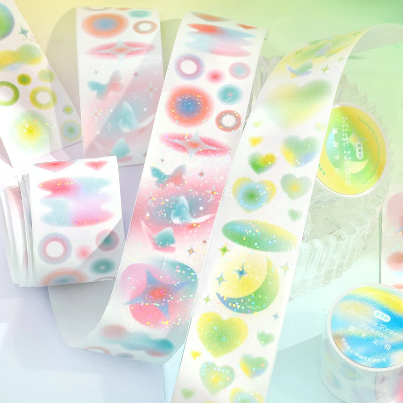 

4x300cm Hazy Gradient Tape Sticker, Soft Color Transition & Translucent Effect, Self-Adhesive for Journal DIY, Scrapbook