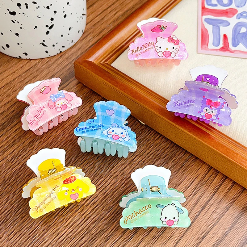 

Kawaii Sanrio Mini Hair Claw Cartoon Hello Kitty Cinnamoroll Kuromi Hairpin Ponytail Shark Clip Hair Accessories Girls Gifts