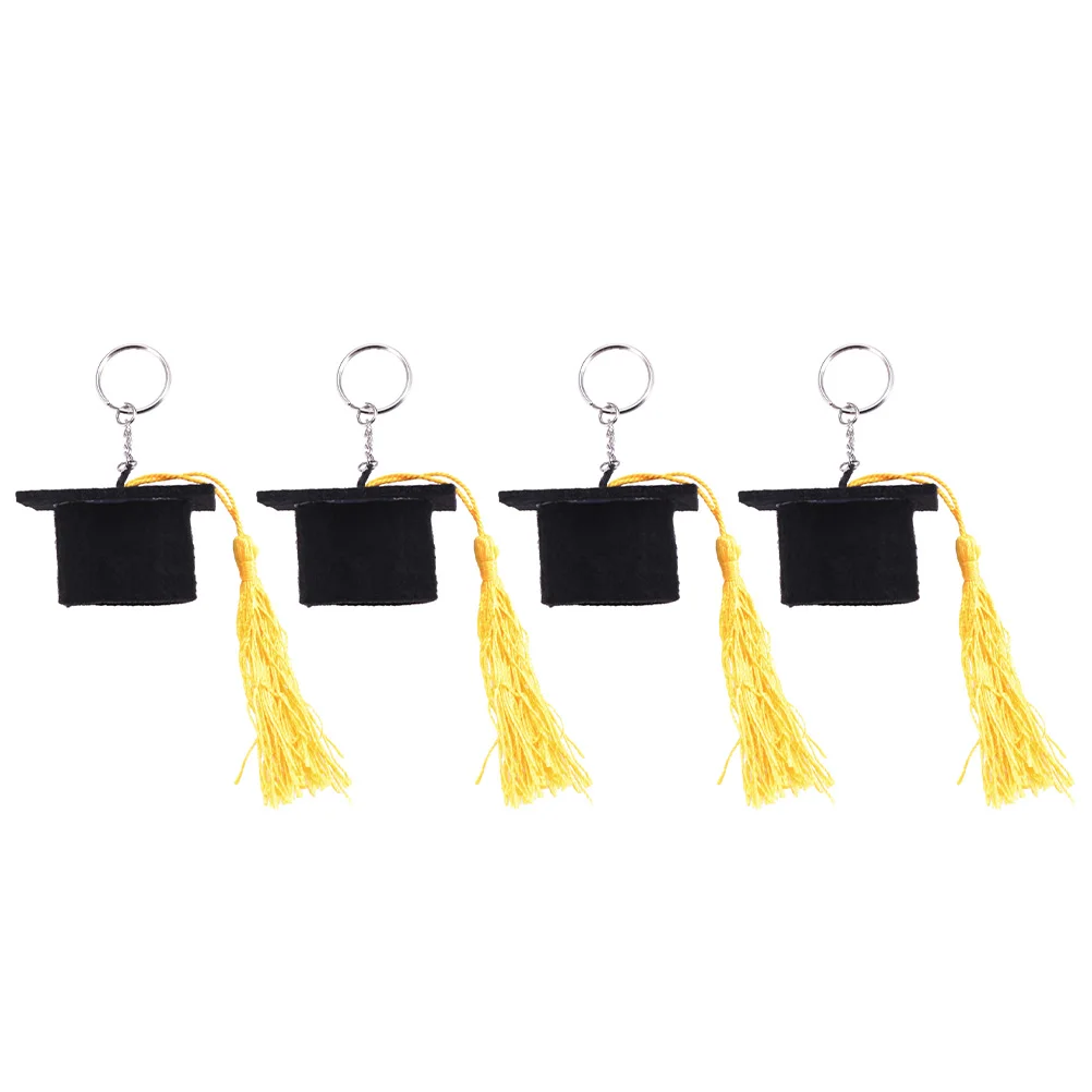 

4pcs Doctor Hat Keychains Graduation Caps Mini Tassel Keychain Gifts Class of 2022 Kids Metal Felt Practical Commemorative