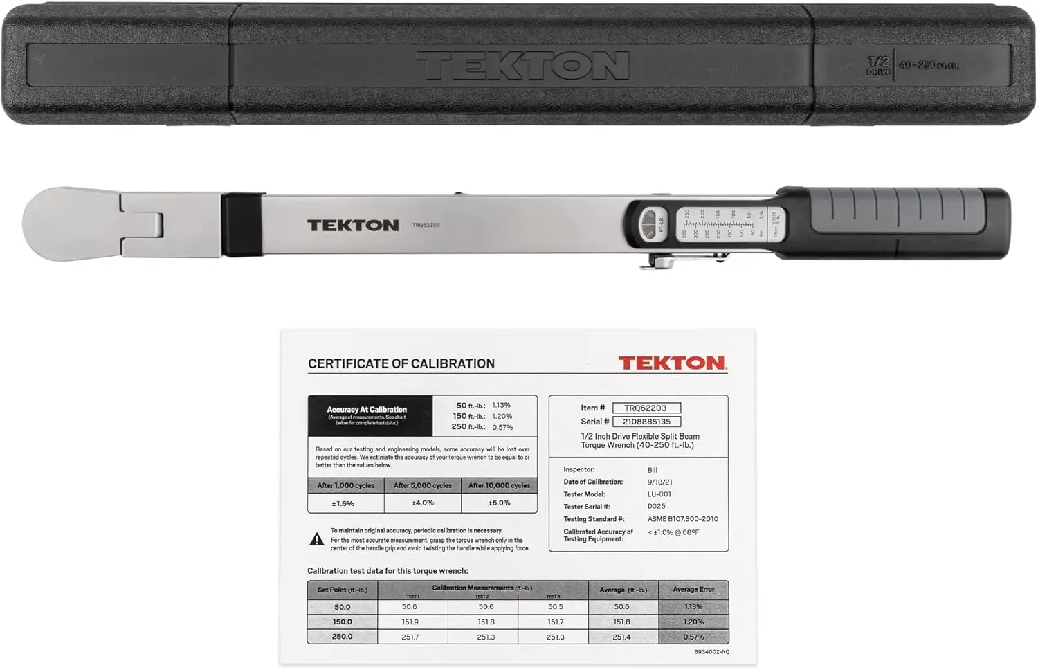 1/2 Inch Drive 72-Tooth Split Beam Torque Wrench (40-250 ft.-lb.) TRQ62203