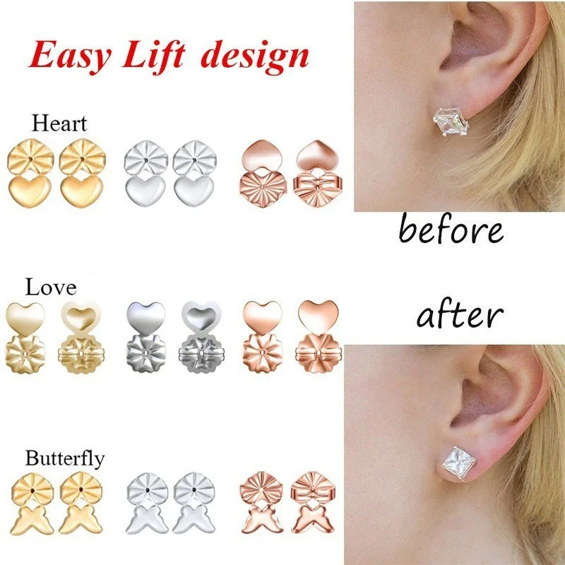 Ear Lifter Lift Hypoallergenic Fits Post Earring Earlobe Support Earrings Fashion Butterfly Stud Earrings Back Nut  for Women