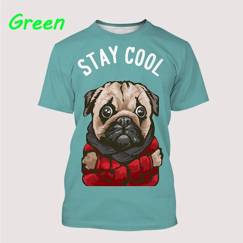 New Men\'s Cool T-Shirt Dog Pug 3D Printed Short-sleeved Shirt Fashionable Casual T Shirts Tops Animal T-Shirt XS~5XL