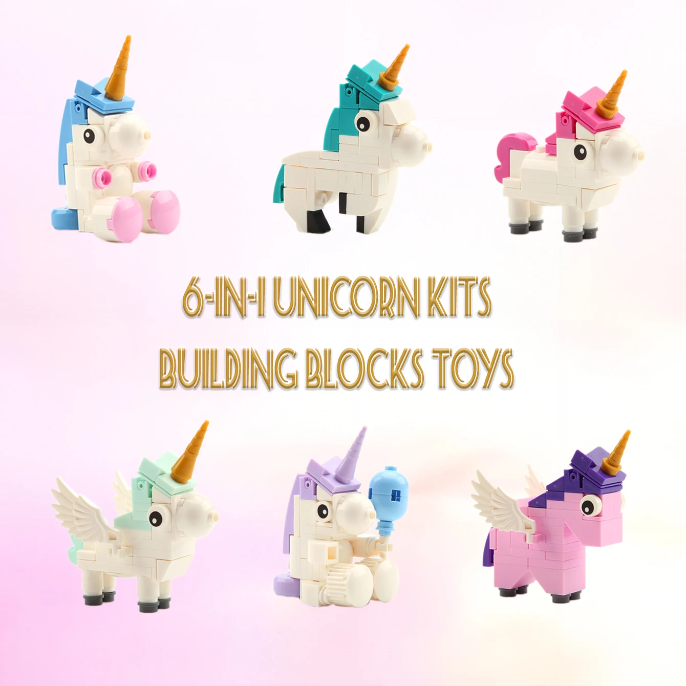 6pcs Unicorn Bricks Set Building Blocks Toys DIY Self Assembly Educational Toys Cute Desk Decoration Unicorn Brick Toys Gift