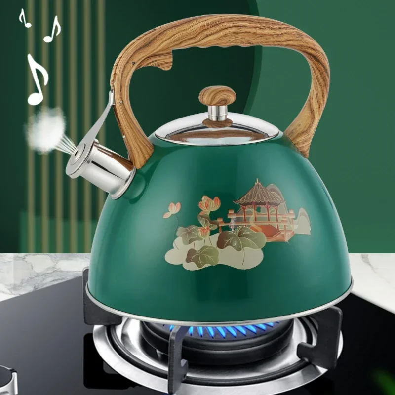 304 Stainless Steel Gas Kettle, Open Fire Induction Cooker Teapot, Whistle Feature, Bakelite Handle, Household Use