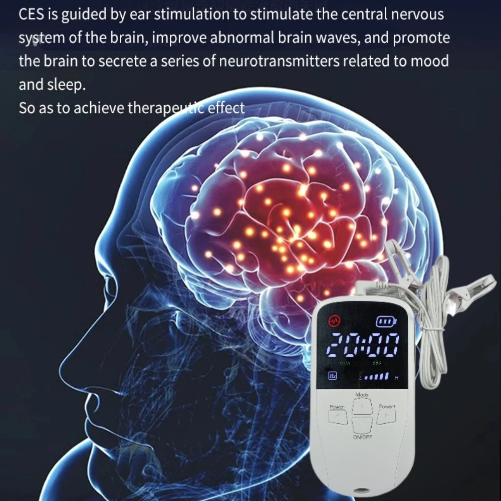CES Device Brain Electronic Therapy vagus nerve stimulation Device Massage Ear Clip Electrode Sleep Insomnia Cure