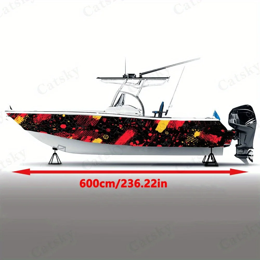 Red Yellow Block Boat sticker vinyl ship pontoon deck Boat fishing decorative pontoon boats decal