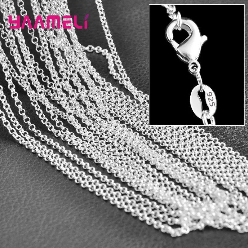 Wholesale 16-30 Inch 925 Sterling Silver 2.5mm Chain Necklace for Women Men 5Pcs Lobster Clasp Chains Jewelry Accessories