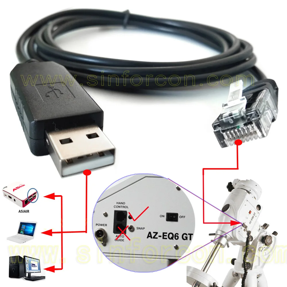 

FTDI USB к RJ45 для крепления Skywatcher EQ3 EQ5 EQ6R к Asiair Pro Plus к стандартному кабелю EQDirect