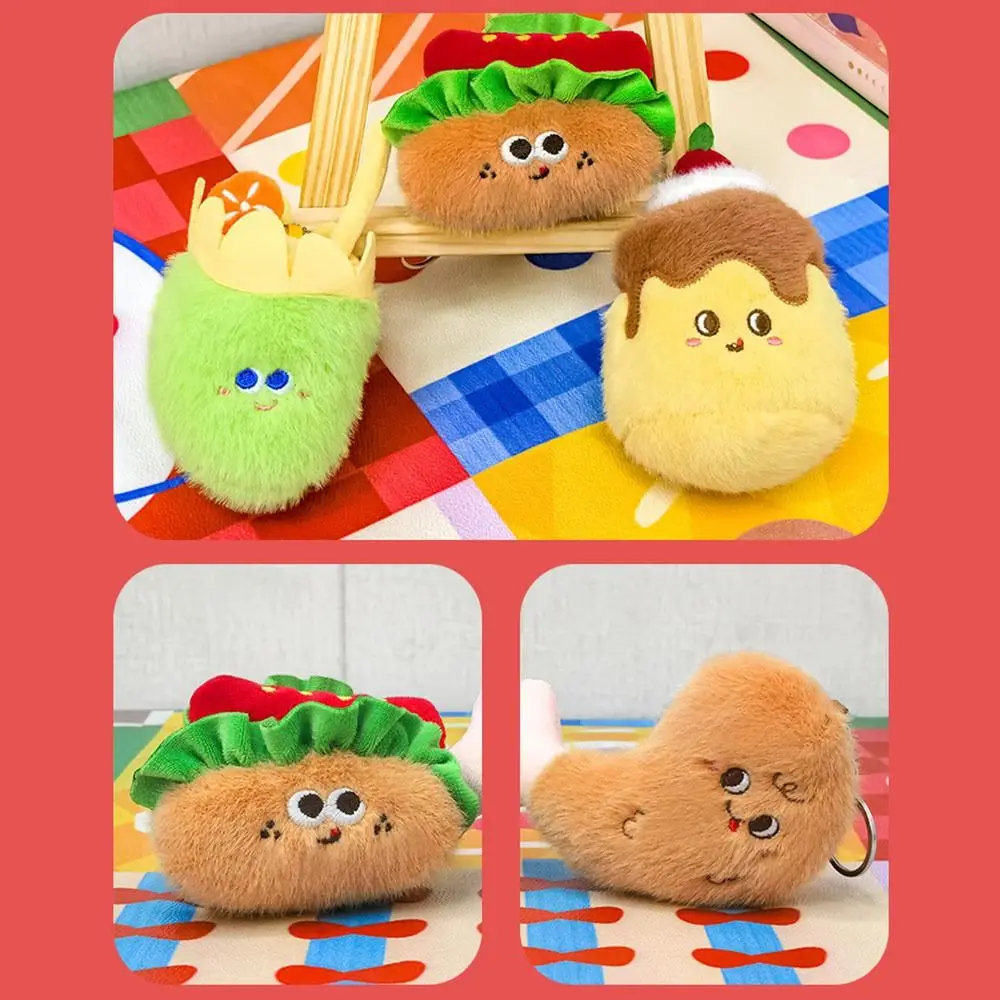 Lindo llavero de pan de peluche Multicolor colgante decoración de coche bolsa de comida de dibujos animados ornamento suave dulce bolsa Ita juguetes de regalo