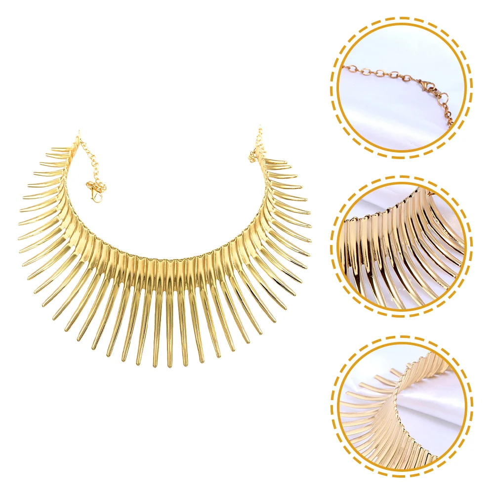 

African Style Collar Necklaces Exaggerated Clavicle Chain Metal Golden Iron Big Thorn Miss