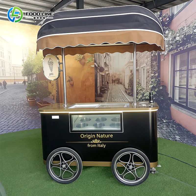 

Мобильная тележка для мороженого на заказ, прочная торговая тележка для уличных продаж и мероприятий