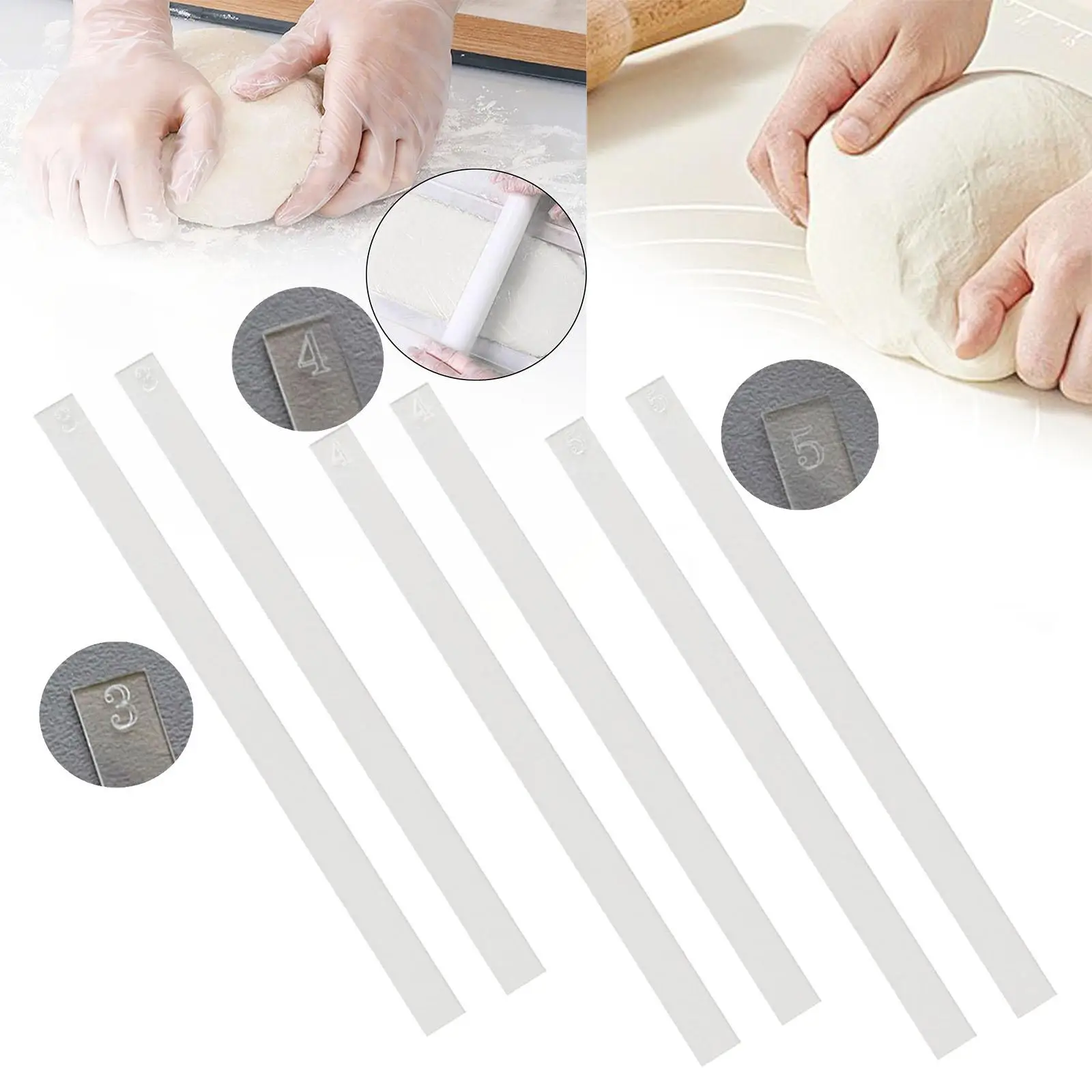 Guías para Rodillos de Amasar, Tiras Medidoras de Masa, Tablas para Pasteles, Tabla para Masas, Longitud de Horneado 40cm