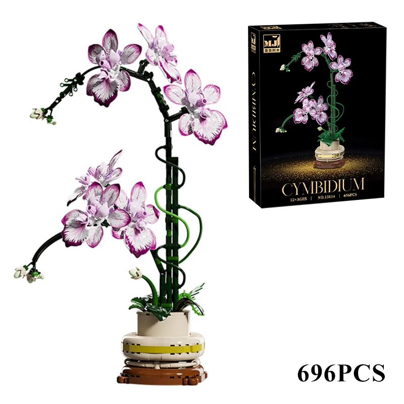 Creatieve Orchidee Cymbidium Eeuwige Bloemen Potplant Bouwstenen Simulatie Phalaenopsis DIY Bricks Speelgoed Valentijnsdag Cadeau
