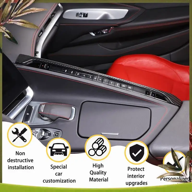 

AB98-For Corvette C8 2020-2023 Car Center Control Side Panel Cover Trim Accessories ABS Carbon Fiber