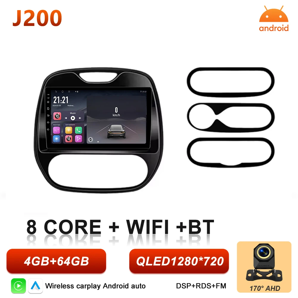 Android 16 Carplay autoradio voor Renault Kaptur Captur Clio Samsung QM3 2013 2014 2015 2016 GPS stereo multimediaspeler BT Wifi