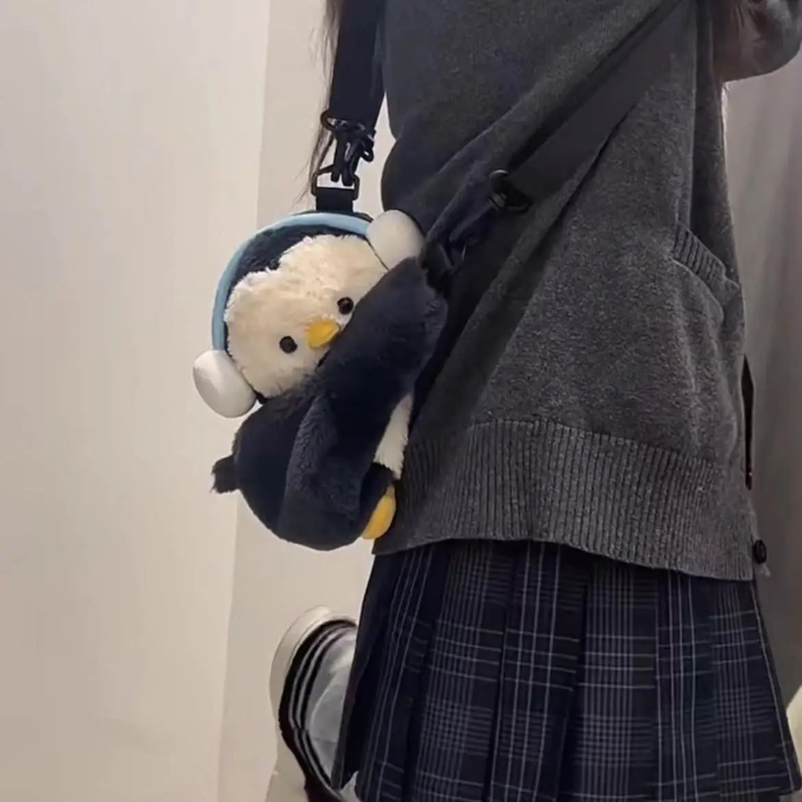 Cute Penguin Sheep Papa Lamb Bag Versatile Plush Bag Campus Girls Shoulder Bag Doll Kawaii Crossbody Backpack For Children's