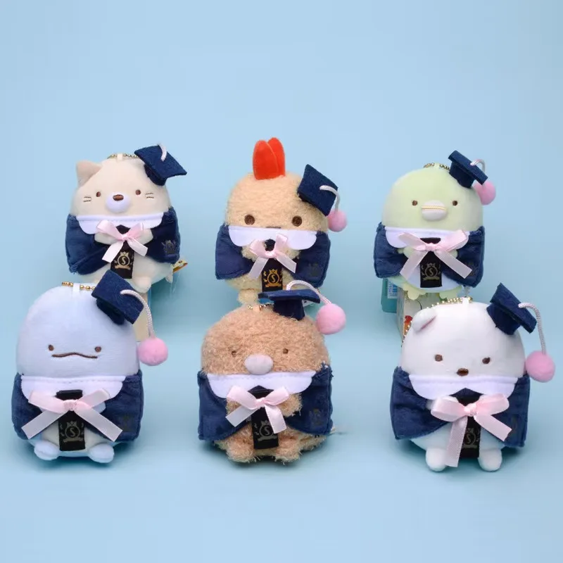 

Sumikkogurashi Plush Keychain Academic Dress Style Cute Penguin Bag Pendant Kawaii Fried Shrimp Stuffed Accessories For Gift