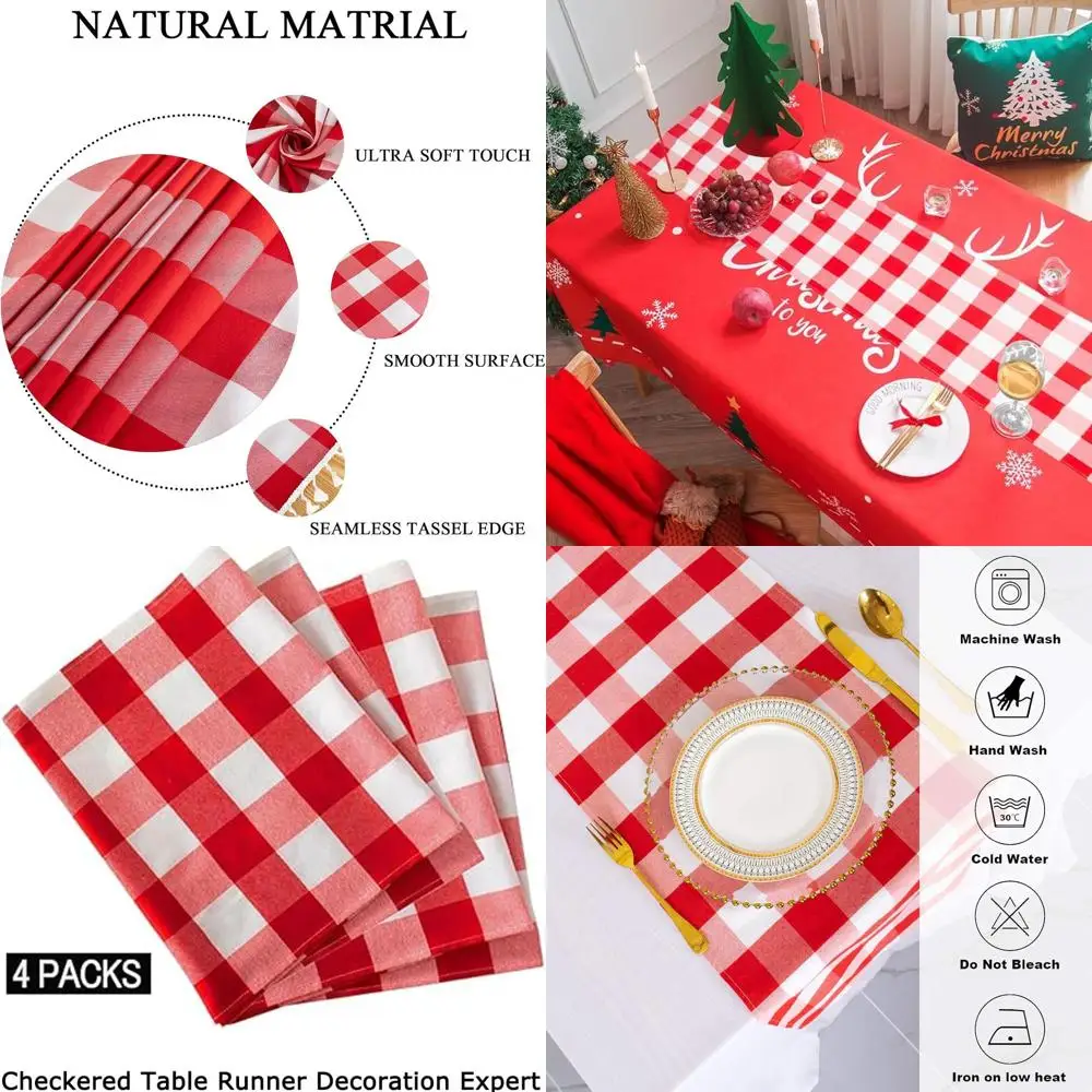 

Red and White Checkered 14 x 108 Table Runners for Christmas, Farmhouse Style Dining & Outdoor Parties