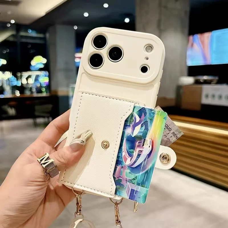 Brieftaschen-Lanyard-Hülle für iPhone 17 Pro Max Air 18 12 13 15 16 14 Plus mit Kartenfächern, Umhängegurt, Leder, modische Reißverschlusstasche – Detail 5