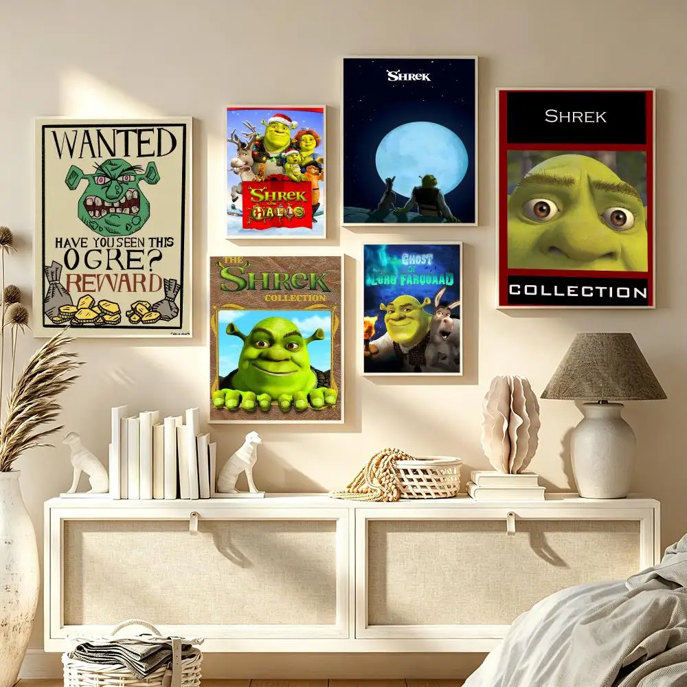 Cartoon Funny S-Shrek Poster Trendy Aesthetic Wall Art high-end Bedroom Home Cafe library Decor