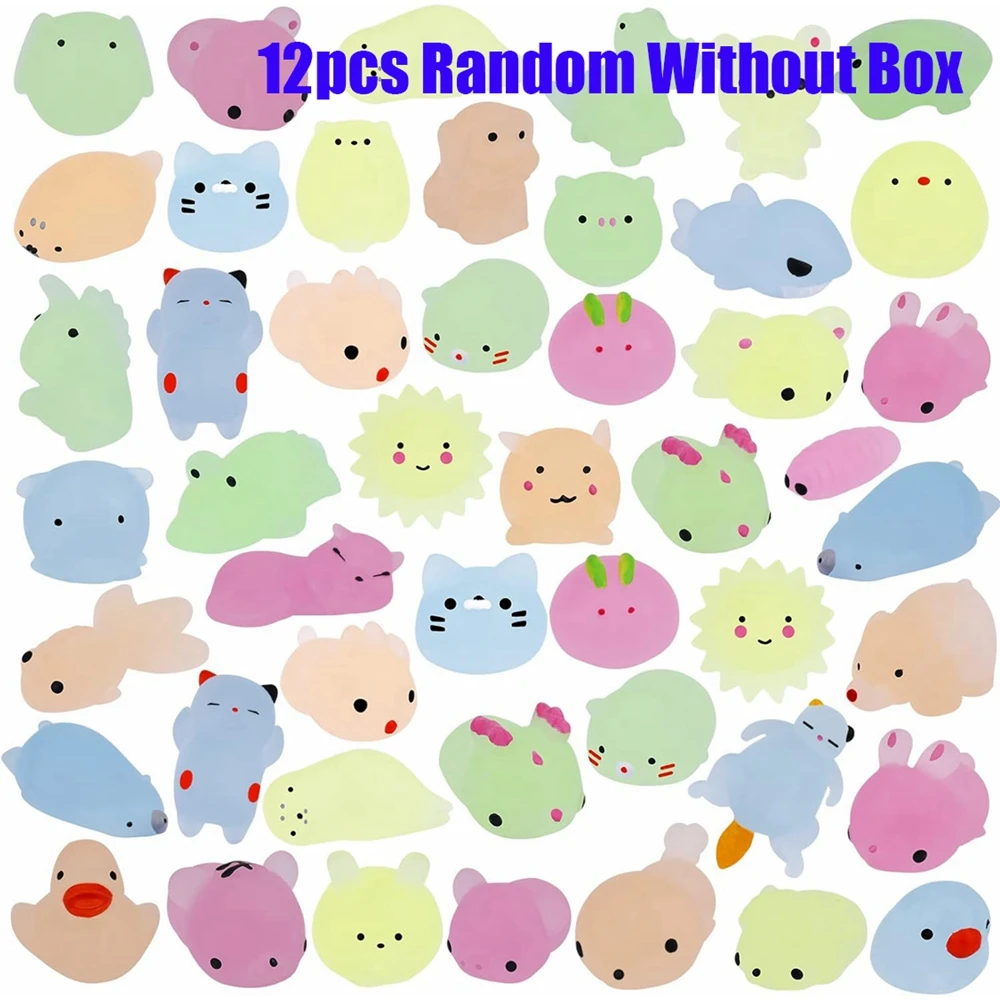 12/36 Stück für Kinder, Kawaii-Tiere, Squishies, Mochi-Squishy-Spielzeug, leuchtet im Dunkeln, Partygeschenke, Stressabbau, Squishy