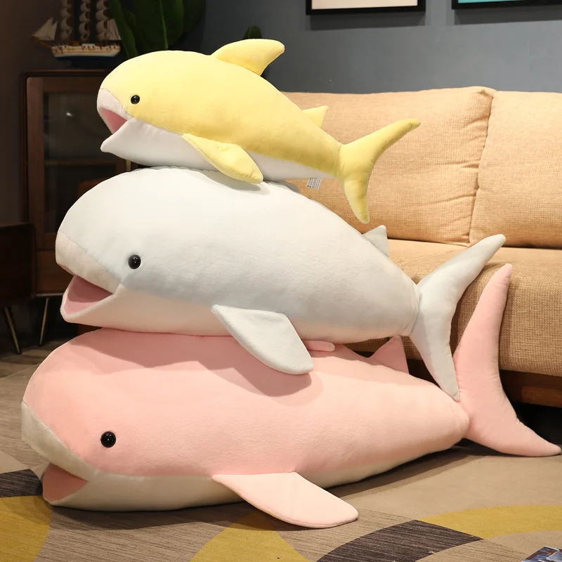 55-120CM Cute Whale Plush Toy Sea Animal Blue Whale Soft Toy Stuffed Kawaii Animal Pillow Floor Mat  Birthday Gifts