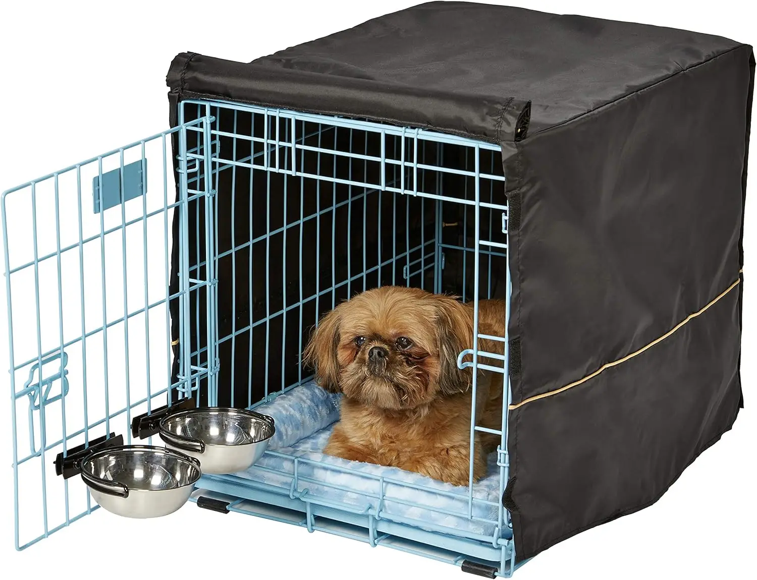 

24-inch Dog Crate Starter Kit for Small Dogs, Includes Cage, Bed, Bowls & Privacy Cover