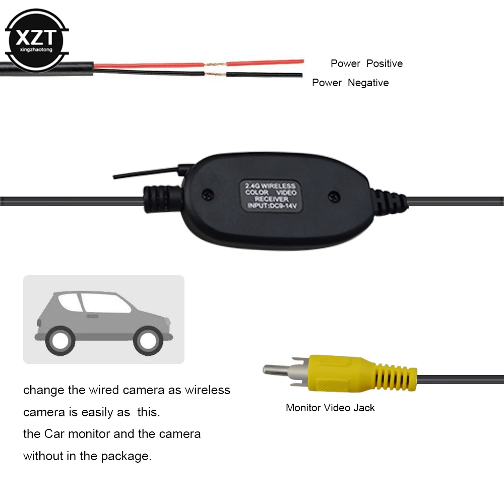 2.4 Ghz Wireless Rear View Camera RCA Video Transmitter & Receiver Kit for Car Rearview Monitor FM Transmitter & Receiver