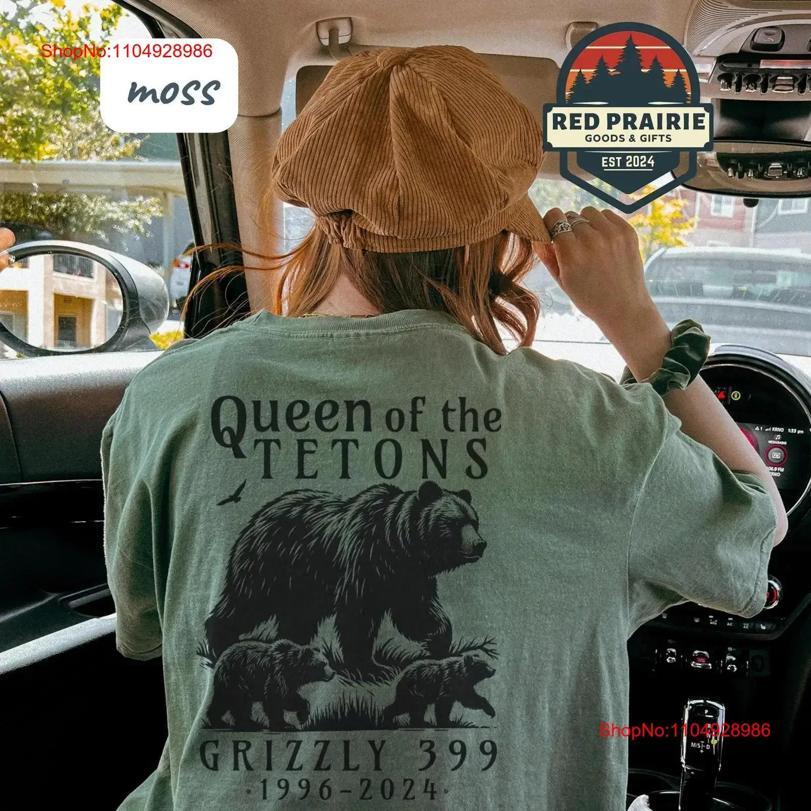

Grizzly 399 T Shirt Queen Of The Tetons Grand Teton National Park Famous Cub Mom Bear vintage Washed Stylish Casual Breathable