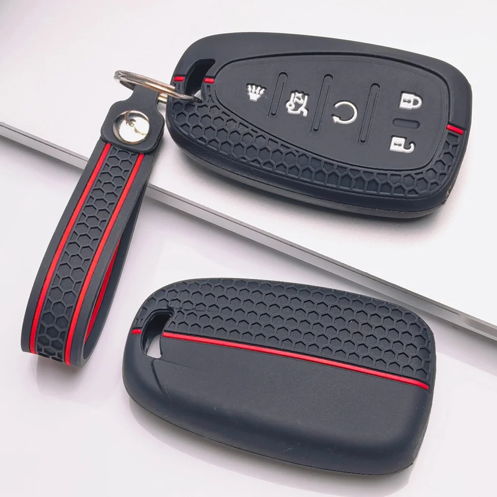 Key Fob Cover for Chevrolet Equinox Malibu XL Cruze Blazer Traverse Trax Sonic with Keychain Anti-Scratch Shockproof Soft Grip