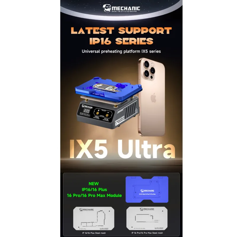 

MECHANIC IP16 Series Thermostatic Timing Desoldering Station Heating Kit Supports For IP16/16 Plus16 Pro/16 Pro Max Modules