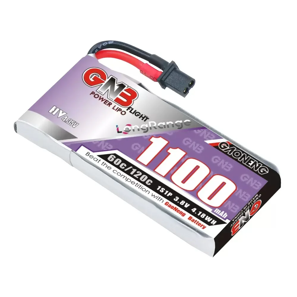 GNB 1S 3.8V 1100mAh 60C HV A30/PH2.0 Connettore Batteria al litio Lunga durata di volo Lipo batteria per Quadcopter FPV Drone