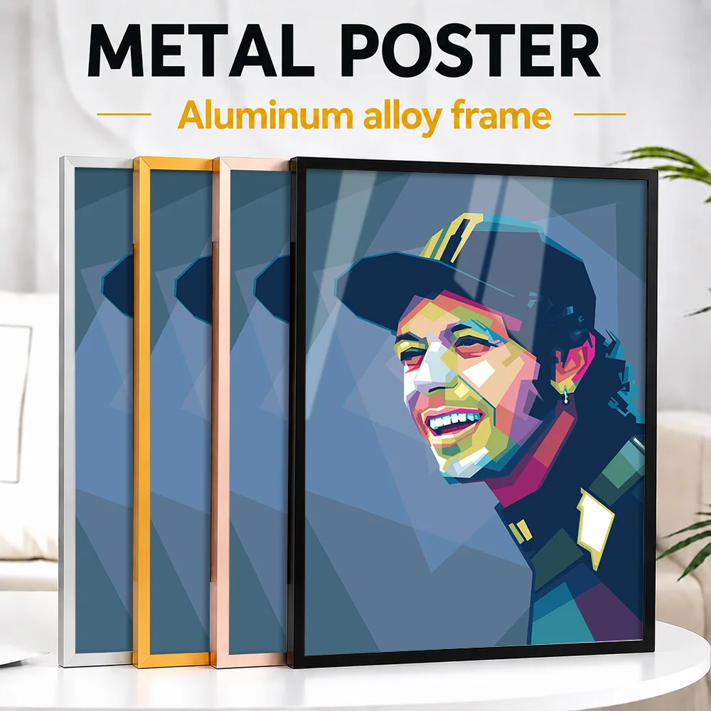 Valentino Rossi Motorcycle Racing Portrait Framed Metal Print Customized Victory Tribute Wall Art Made For Riders Styling Gym