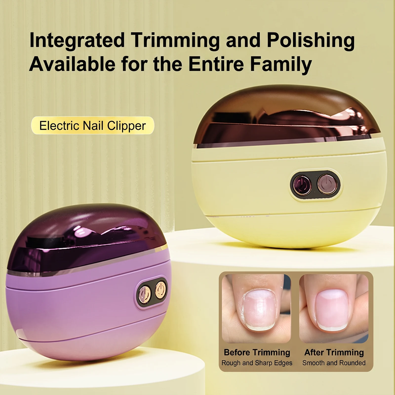 Electric Auto Nail Clipper Manicure Nail Grinder Polisher Buffer Dual Speed One Button Painless Nail Care Tool